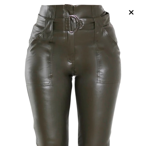 Khaki Leather waist Trouser - Picture 2 of 10